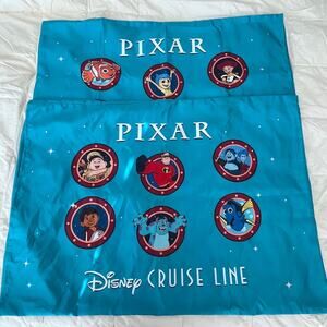 Disney Cruise Line DCL Pixar Pals Teal Standard Pillow Case Pair Bundle Exclusiv